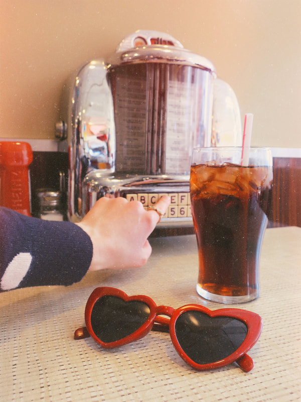 retro aesthetic | vintage aesthetic | heart shaped sunglasses | Coca Cola | Johnny Rockets | juke box 
